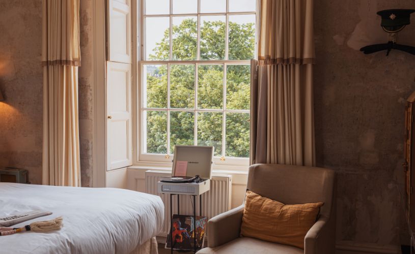 No15 by Guesthouse bedroom window and record player